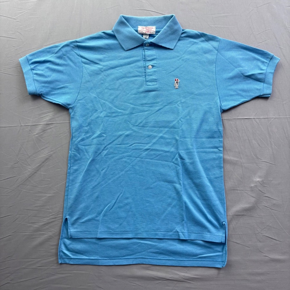 Vintage Best Jim Catfish Hunter Blue Polo Shirt Mens Medium Short Sleeve Pique‎